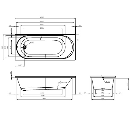 Акриловая ванна Am.Pm X-Joy W94A-175-075W-A 175x75 см