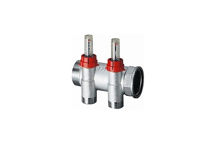 Запорный коллектор с расходомероми FAR 1" 2 отвода М24х19 FK 3970 C102