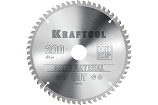 Диск пильный по алюминию Kraftool Multi material 200x30 мм, 60Т 36953-200-30