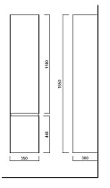 Шкаф пенал Kerama Marazzi Cubo 35 см правый, белый матовый CUB.165Rh\WHT.M