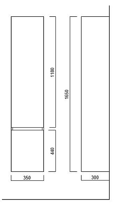 Шкаф пенал Kerama Marazzi Cubo 35 см правый, белый матовый CUB.165Rh\WHT.M