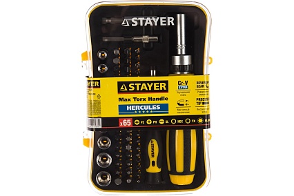 Набор насадок с реверсивной отверткой 65 предметов Stayer MASTER 25310-H65