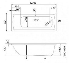 Акриловая ванна Vayer Milana 165x70 см