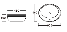 Раковина CeramaLux Lux Classic 3573 60 см