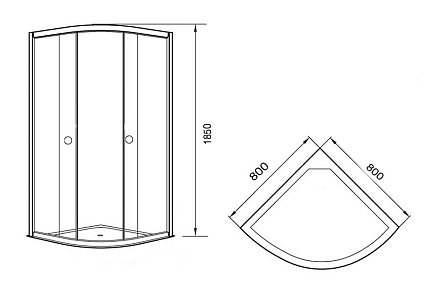 Душевой уголок Agger A01-080TCR/G 80x80 прозрачный, четверть круга