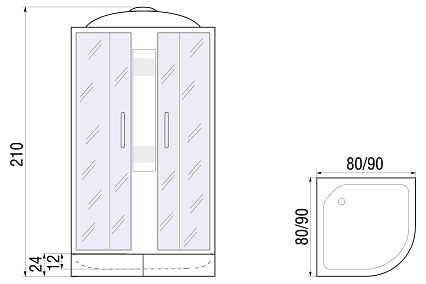 Душевая кабина River Rein 80/24 МТ 80x80 матовая, с крышей