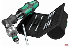 Реверсивная угловая отвертка WERA Kraftform Kompakt Pistol RA 4 с битами в футляре, 13 пр. WE-051031