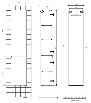 Шкаф пенал Creto Amelia 35 см антрацит/белый