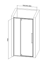 Душевая дверь AQUAme AQM7108-2-9 90x195, прозрачное, черный