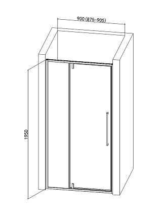 Душевая дверь AQUAme AQM7108-2-9 90x195, прозрачное, черный