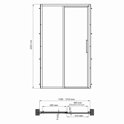 Душевая дверь WasserKRAFT Lopau 32S05L 120x200 левая, серебристый профиль