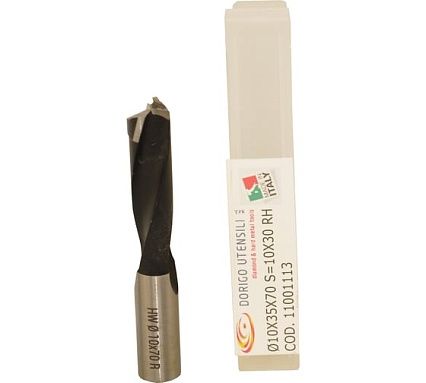 Сверло для глухих отверстий DORIGO HW Ø10x35x70 S=Ø10x30 Z=2 RH 11001113