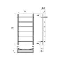 Полотенцесушитель водяной Point PN04158P П5 50x80, с полкой, хром