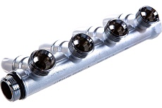 Коллектор Tiemme НВ, 3/4&quot;, 4х3/4&quot;EK, Н 50 мм, хромированный, с вентилями 1860015