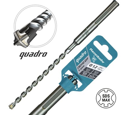 Бур по бетону RENNBOHR Quadro SDS-Max 4 грани 12x340/195 мм 721234