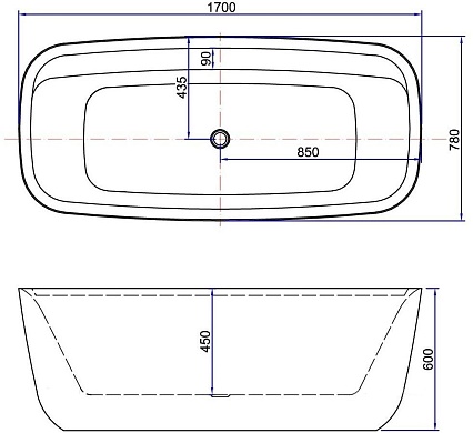 Акриловая ванна Aquanet Family Fine 170x78 см, 95778-GW