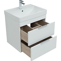 Мебель для ванной Aquanet Ирис new 60 см, 2 ящика, белый глянец