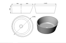 Раковина Holbi Almatea Nano Concrete 42 см бетон 2.02.002.44.4