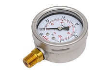 Манометр от 0 до 1 бар из нержавеющей стали, D63 мм, NPT 1/4&quot;, штуцер снизу A-Flow G22-S-4N-63A-1bar