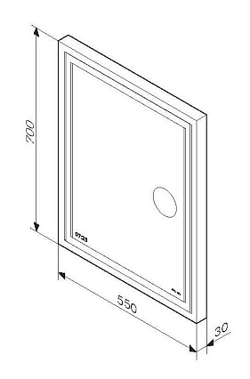 Зеркало Am.Pm Gem 55 см, с подсветкой, часами, косм.зеркалом