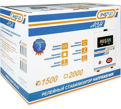 Стабилизатор с цифровым дисплеем Энергия АСН-1500 Е0101-0125