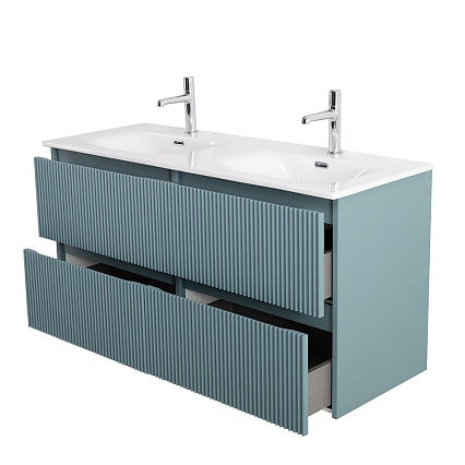 Тумба с раковиной BelBagno Uno 120 см, 4 ящика, Голубой матовый
