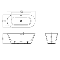 Акриловая ванна AQUAme AQM3501MW 167x75 см белый матовый