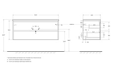 Раковина BelBagno Kraft 120 см BB1200/480-LV-MR-L левая