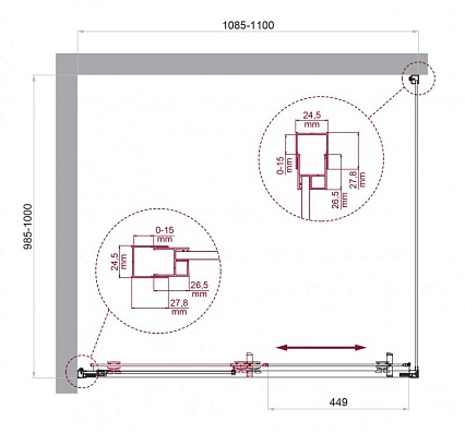 Душевой уголок BelBagno LUCE-AH-1-110/100-C-Cr 110x100 прозрачный, хром