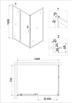 Душевой уголок Niagara Nova NG-42-10AG-A70G 100x70 прозрачный, золото