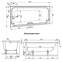 Стальная ванна Bette Space M 170x90 1131-000 встраиваемая, с шумоизоляцией L