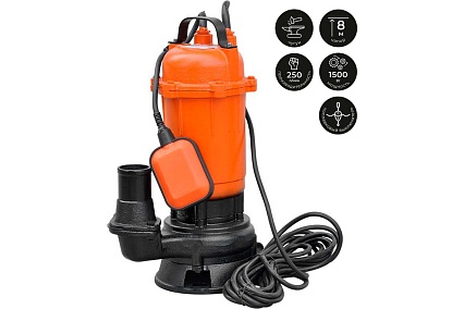 Насос дренажнo-фекальный SKIPER SP8-1.5 (1500 Вт, 250 л/мин, чугун, попл.выкл) 00-00010869