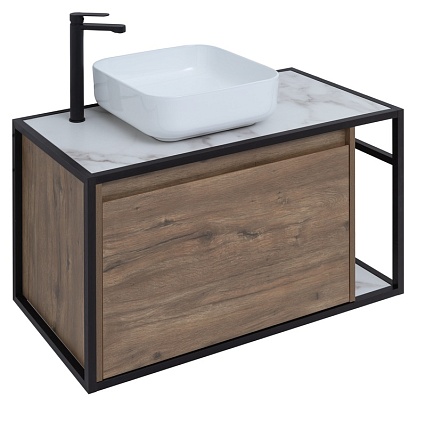 Мебель для ванной Aquanet Nova Lite Loft 90 см со столешницей, чаша слева, дуб рустикальный
