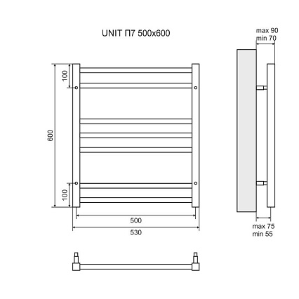 Полотенцесушитель водяной Lemark Unit LM45607 П7 50x60