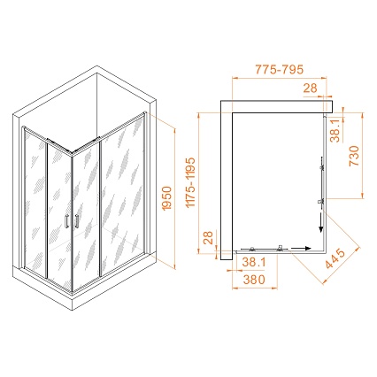 Душевой уголок RGW Passage PA-246B 120x80 прозрачное, черный 030824682-14