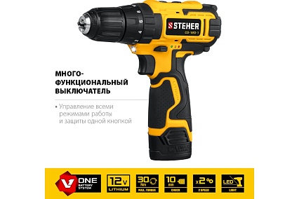Дрель-шуруповерт Steher 12В, 1 АКБ 2Ач CD-120-1
