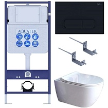 Подвесной унитаз SET Aquatek Поларис-01-017 4в1, кнопка черный матовый