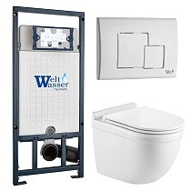 Комплект Weltwasser 10000010678 унитаз Heimbach 041 GL-WT + инсталляция Marberg 507 + кнопка Mar 507 SE GL-WT