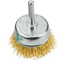 Щетка проволочная чашечная (75 мм; хвостовик 6 мм; сталь латунированная волнистая) Verto 62H331