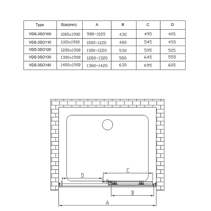 Душевая дверь Vincea Soft VDS-3SO110CL 110x195 хром, прозрачная