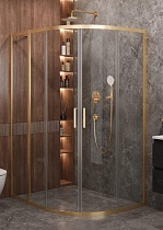 Душевой уголок Cezares MOLVENO-RH-2-110/90-C-BORO-IV 110x90 прозрачный, брашированное золото