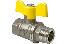 Шаровой кран для газа Valfex 3/4" ВР/НР бабочка, латунный, никелированный 11Б27фтМ VF.278.NB3.034.Bir
