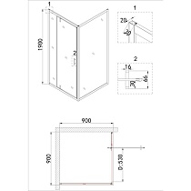 Душевой уголок Niagara Nova NG-0290-08 BLACK 90x90 прозрачный, черный