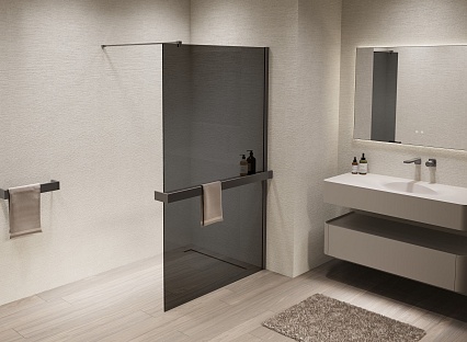 Душевая перегородка Vincea Walk-In VSW-1HR100CGGM 100x200 вороненая сталь, тонированное