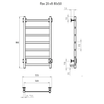 Полотенцесушитель электрический Aringa Порто 80x50 черный, AR03012BL