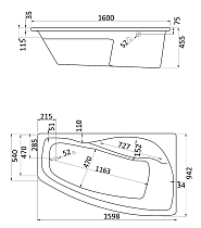 Акриловая ванна Santek Майорка XL 160x95 R