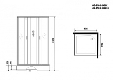 Душевая кабина Niagara Classic NG 1108-14BK 90x90 матовое стекло, без крыши