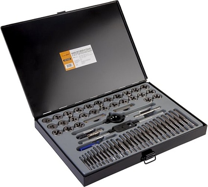 Набор метчиков и плашек Wiederkraft М3-12 и 4-40 - 1/8NPT27, 60 предметов WDK-DT3060