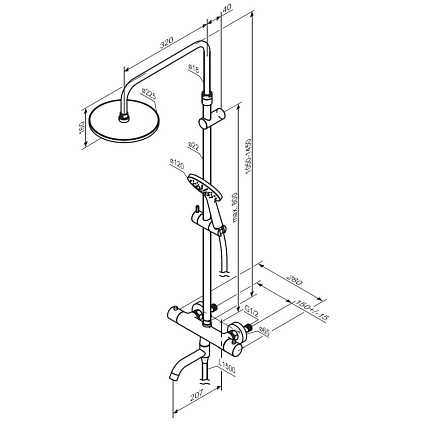 Душевая стойка Damixa Jupiter 977810300 c термостатом, черный