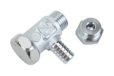 Шаровой кран Giacomini R250DS, 1&quot;, ВВ, ручка-рычаг красный, хромированный, со сливом R250SX005